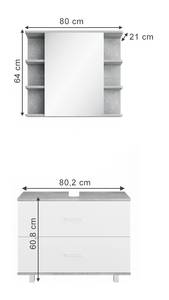 Salle de bains Ilias béton (2 éléments) Imitation béton - Blanc
