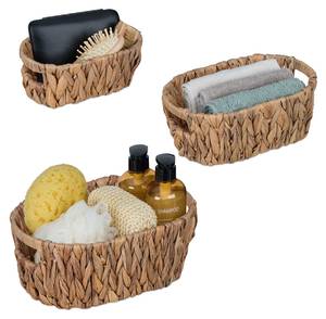 Ovale Aufbewahrungskörbe 3er Set Braun - Metall - Rattan - 30 x 12 x 20 cm