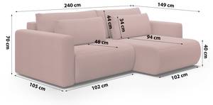 Ecksofa Krewitz Mini Altrosa