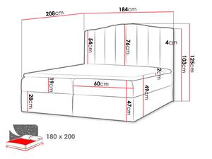 Boxspringbett Lindos Beige - Breite: 184 cm