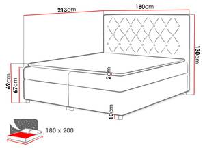 Boxspringbett Roma Cremeweiß - Breite: 180 cm