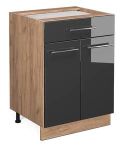 Meuble cuisine Fame-Line 38334 Anthracite brillant - Imitation chêne truffier de sonoma - 60 x 82 x 51 cm