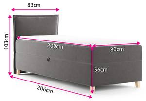 Boxspringbett Fren Mini Silber - Breite: 83 cm