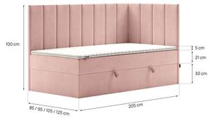 Jugendbett Boxspringbett Beti Hellrosa - Breite: 120 cm - H3