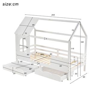 Hausbett Chloe Weiß - Holzwerkstoff - Massivholz - 90 x 160 x 200 cm