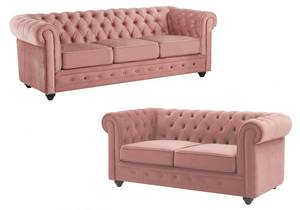 Couchgarnitur CHESTERFIELD 2er-Set Hellrosa