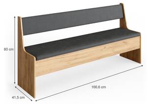 Banc Roman 167cm sonoma/anthracite Anthracite - Imitation chêne de sable - 166 x 80 x 41 cm