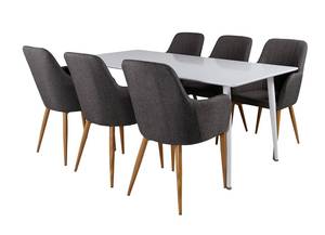 Essgruppe Polar 8 (7-teilig) Grau - Massivholz - 90 x 75 x 180 cm