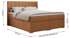 Boxspringbett ALLY Breite: 160 cm - H4 - Textil