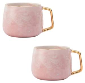 Rosa Marmor Tasse Goldhenkel Gold - Pink - Keramik - 11 x 8 x 9 cm