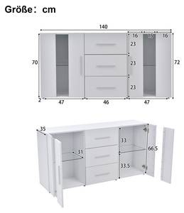 Sideboard Eudeff Ⅰ Weiß - Holzwerkstoff - Holz teilmassiv - 35 x 70 x 140 cm