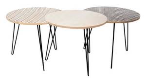 Table beige noir modulable x3 Noir Bois manufacturé - 45 x 36 x 45 cm