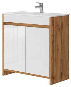 Waschbeckenunterschrank Lemgo 49838 Braun - Weiß - Holzwerkstoff - 80 x 82 x 40 cm