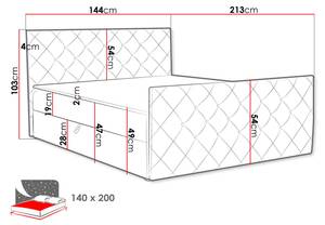 Boxspringbett Malaga Schwarz - Breite: 144 cm