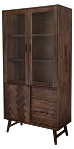 Vitrinenschrank ASHTON SC100 3D3D Braun - Massivholz - Holzart/Dekor - 100 x 195 x 45 cm