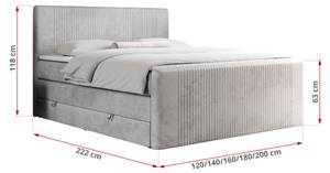 Boxspringbett KING DOREN Breite: 160 cm - H3 - Textil