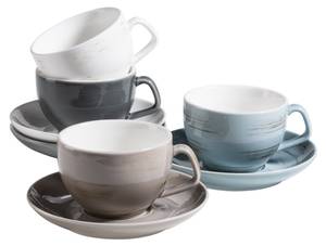 Tassen Set Derby (8-tlg) Beige - Blau - Grau - Weiß - Porzellan - 9 x 6 x 9 cm