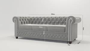 Sofa Karl 3-Sitzer Chesterfield Grau