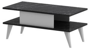 Table basse Melhus Imitation marbre noir - Blanc