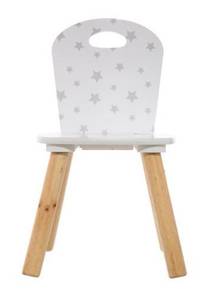 Kinderstuhl, weiß mit grauen Sternen Weiß - Holzwerkstoff - 30 x 50 x 30 cm