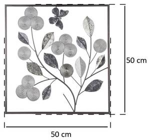 Metallbild mit Blumenmotiv 50 x 3 cm