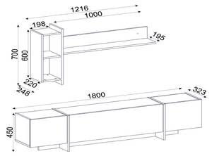 Fernsehschrank Dpascutt Schwarz - Holzwerkstoff - 33 x 45 x 180 cm