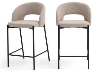 Lot de 2 tabourets de bar Soren Beige - Textile - 50 x 98 x 53 cm