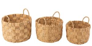 Set de 3 paniers ronds en jacinthe d'eau Beige - Bois manufacturé - Fibres naturelles - 44 x 39 x 44 cm