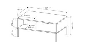 Couchtisch LARS 2S Schwarz - Gold - Holzwerkstoff - Kunststoff - 97 x 45 x 60 cm