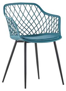 Chaise EMILIE quatre pieds avec coussin Chaise EMILIE, chaise de salle à manger ,quatre pieds, matière plastique en turquoise avec coussin - Bleu