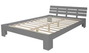 Lit en bois avec matelas 2265 Gris - Bois massif - Bois/Imitation - 144 x 66 x 204 cm