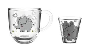 Kindertasse + Trinkglas Bambini 2er Set Grau - Glas - 1 x 1 x 1 cm