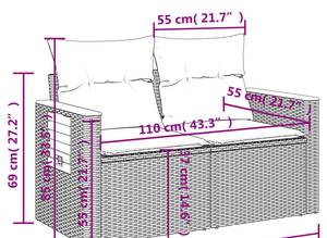 Gartensitzgruppe K939(6-tlg) Grau - Massivholz - 69 x 62 x 85 cm