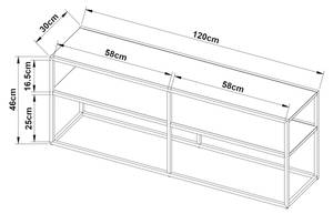 Fernsehtisch Solund Schwarz - Metall - 30 x 46 x 120 cm