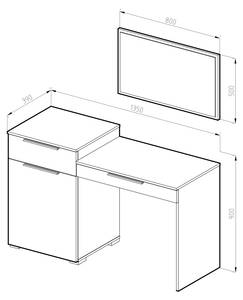 Schminktisch Little Lilli Weiß Weiß - Holzwerkstoff - 135 x 90 x 39 cm