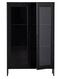 Vitrinenschrank Xam Schwarz - Massivholz - Holzart/Dekor - 100 x 155 x 40 cm