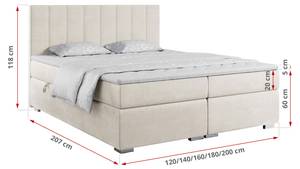 Boxspringbett ALLY Breite: 160 cm - H4 - Textil