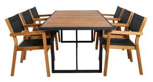 Gartenmöbel-Set Khung (7-teilig) Schwarz - Massivholz - 100 x 75 x 200 cm