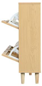 Schuhkipper RattanNatur Ⅱ Beige - Holzwerkstoff - Massivholz - 100 x 90 x 25 cm