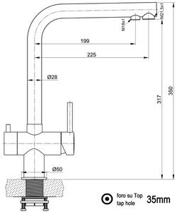 Edelstahl 3 wege Hahn L-Auslauf Metall - 35 x 35 x 5 cm