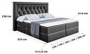 Boxspringbett NOEL Hochglanz Schwarz - Breite: 200 cm - H3