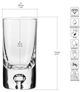 Schnapsglas Lagrima 6er-Set Glas - 4 x 8 x 4 cm