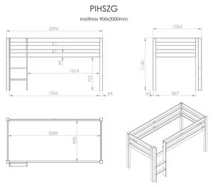 Hochbett PINO LB005 Weiß - 105 x 114 x 210 cm