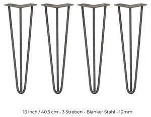 4 x 3 Streben Hairpin-Tischbeine 40.5cm Metall - 1 x 41 x 1 cm