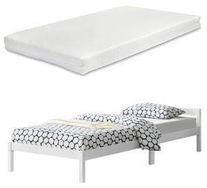 Cadre de Lit Nakkila Pin avec Matelas Blanc - Largeur : 96 cm