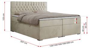 Boxspringbett PERA Breite: 200 cm - H4 - Textil