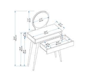 Novae Schminktisch mit Spiegel Braun - Holzwerkstoff - 72 x 130 x 35 cm