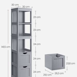 Badezimmerschrank Tashkent Grau - Holzwerkstoff - 30 x 142 x 30 cm