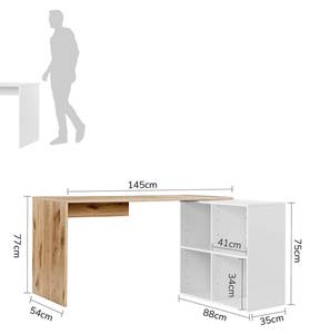 Eckschreibtisch mit Regal Der Produktive Eiche Dekor - Weiß - 145 x 65 cm