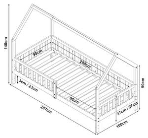 Lit cabane Ydre avec matelas Largeur : 100 cm - Avec sommier à lattes - Avec sommier à lattes & matelas